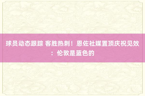 球员动态跟踪 客胜热刺！恩佐社媒置顶庆祝见效：伦敦是蓝色的